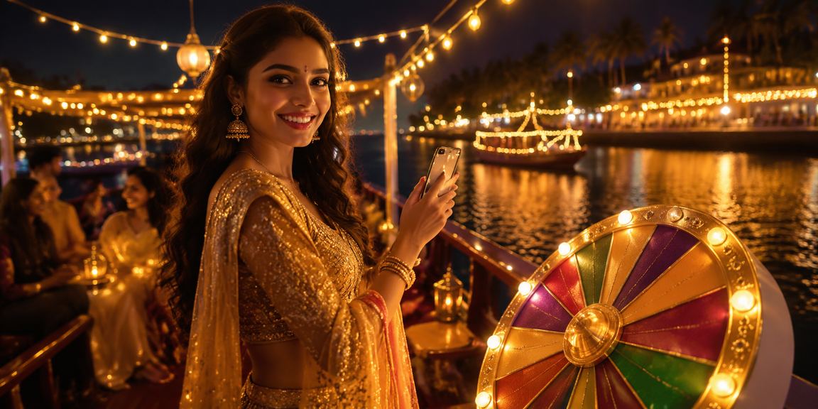 Roulette table with player in traditional Indian lehenga